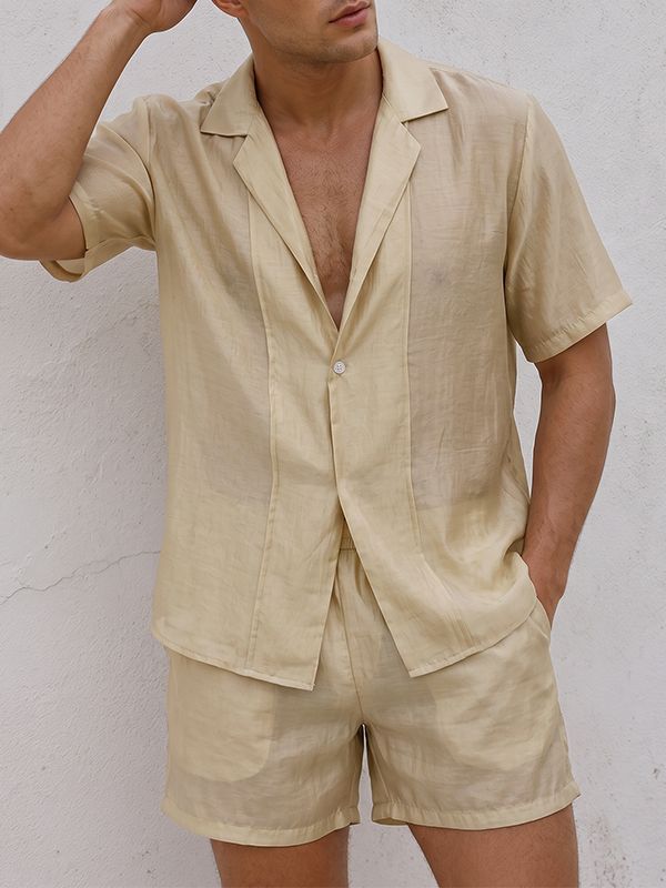 Men's Casual Holiday Sheer Two Pieces Outfit SKUL74636