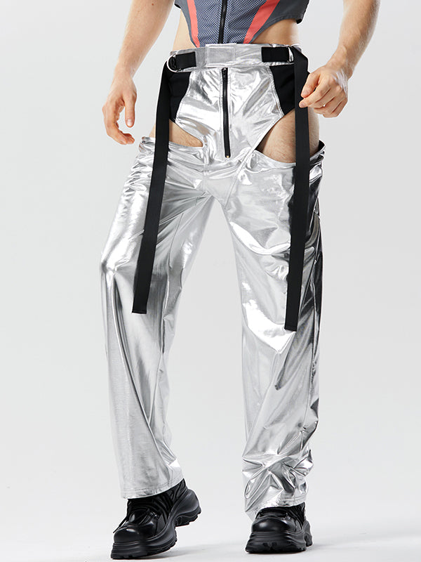 Mens Metallic Cutout Deconstruction Cargo Style Pants SKUK15908