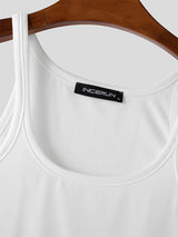 Mens Solid Color Casual Slightly Sheer Tank SKUL01339