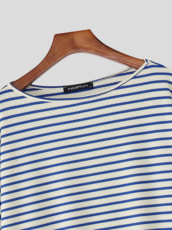 Men's Stripe Knit Loose Long Sleeve T-shirt SKUL43916