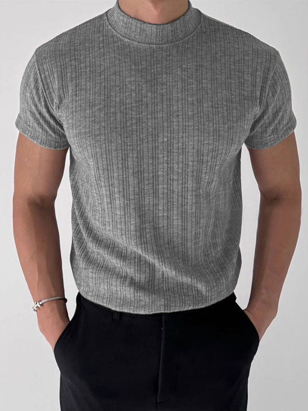 Mens Knit Textured Short Sleeve T-Shirt SKUK74921