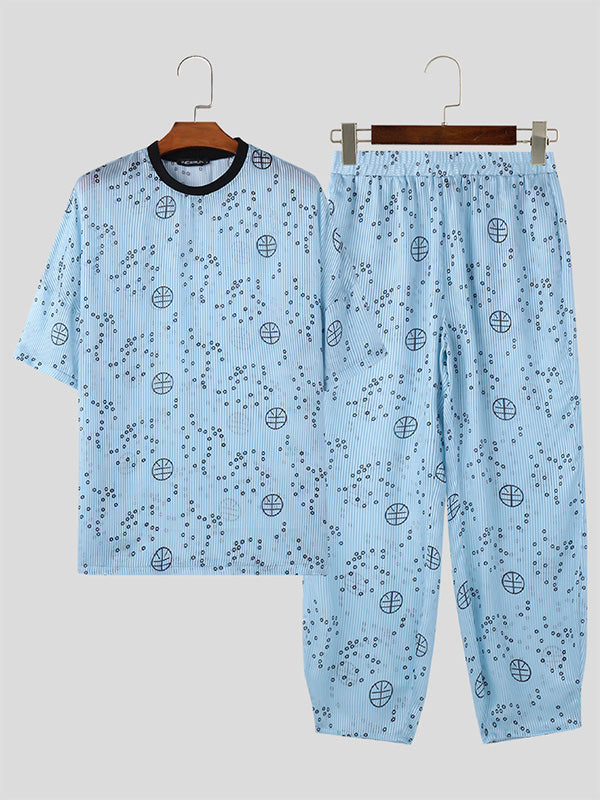 Mens Polka Dot Print Two Pieces Outfit SKUK59929