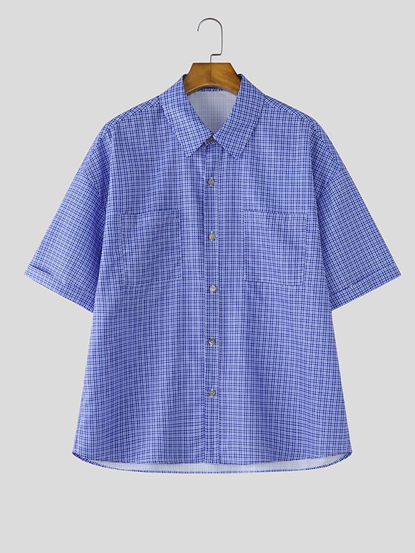 Men's Casual Plaid Short Sleeve Shirt SKUL50079