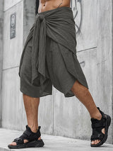 Men's Avant-Garde Deconstructed Layered Wrap-Around Knot-Front Short SKUL54695