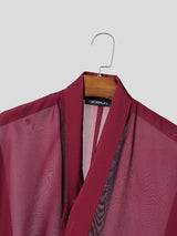 Men's New Chinese Style Relaxed Sheer Mesh Crossover Wrap Cardigan SKUL62034