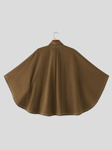Men's Avant-Garde Zen Contrast Stitch Stand Collar Cloak SKUL79052
