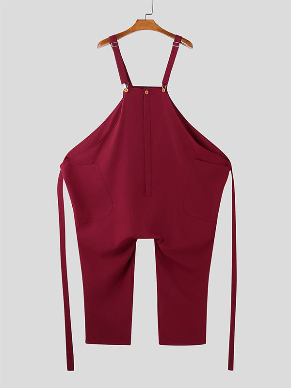 Mens Color-block Loose Sleeveless Jumpsuit SKUL03789