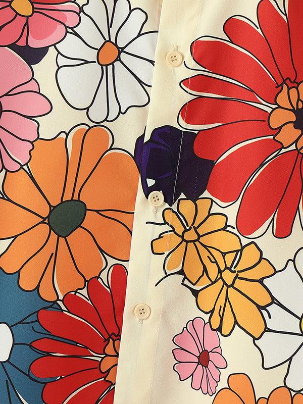 Mens Floral Print Long Sleeve Shirt SKUL04316