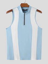 Mens Casual Color-Block Half-Zip Tank SKUK99932