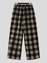 Mens Casual Plaid Loose Cotton Pant SKUK79223