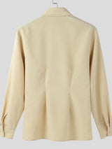 Men's Deconstructed Metal Buckle Tie Long Sleeve Shirt SKUL42420