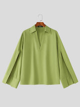 Men's Avant-Garde Deep V-Neck Cape Sleeve Drapey Shirt SKUL78050