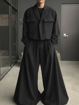 Men's Solid Color Loose Two Pieces Outfit SKUL40301