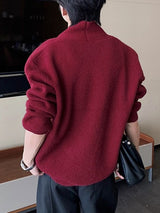 Men's Solid Color Knit Lapel Long Sleeve Cardigan SKUL32792