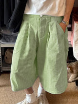 Men's Casual Plaid Wide Leg Short SKUL57697