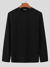 Mens Minimalist Textured Long-Sleeve T-Shirt SKUK76399