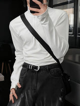 Men's Solid Color Knitted Stretch Long Sleeve T-Shirt SKUL39021