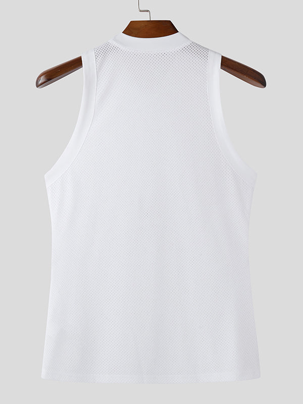 Mens Solid Color Breathable Mesh Casual Tank SKUL02147