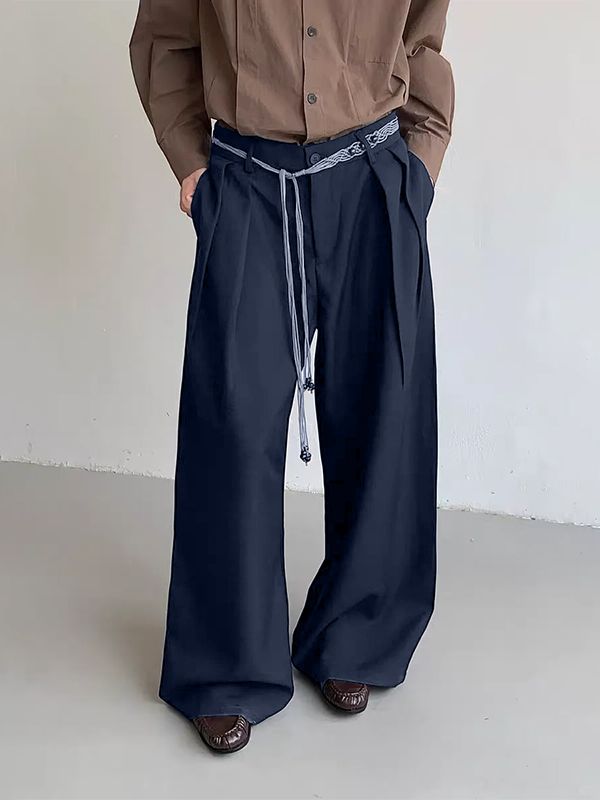 Men's Solid Wide Leg Casual Pant SKUL35234