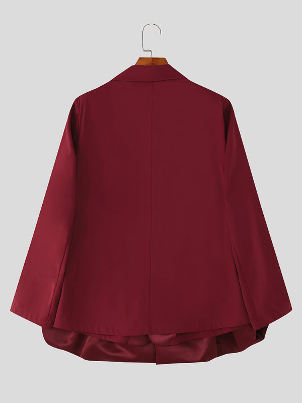 Men's Solid Color Satin Long Sleeve Blazer SKUL24620
