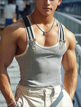Men's Stripe Contrast Casual Tank SKUL24856