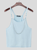 Mens Slightly Sheer Mesh Chain Loose Tank SKUL23551