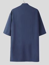 Men's Solid Color Slit Design Half Sleeve Shirt SKUL51072