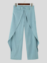 Mens Solid Color Layered Wide-Leg Pant SKUK97748