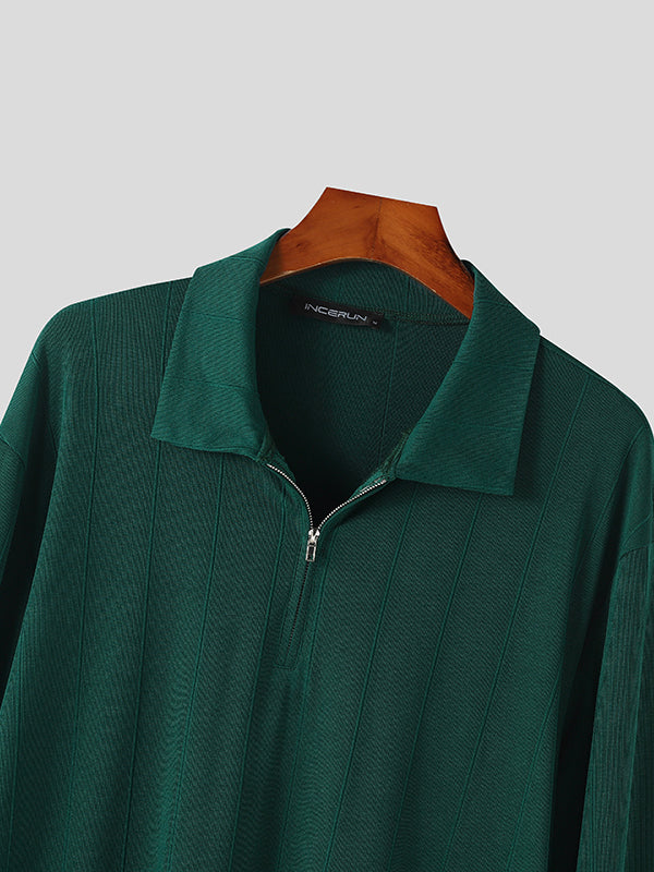 Mens Solid Quarter Zip Knit Golf Shirt SKUK42209