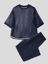 Men's Avant-Garde Sheer Chevron Mesh Two Pieces Outfit SKUL74698