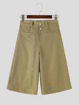 Men's Streetwear Rivet Stitching Loose Baggy Capri Pant SKUL68382