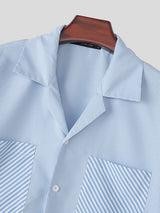 Men's City Boy Striped Boxy Cropped Cuban Collar Shirt SKUL73619