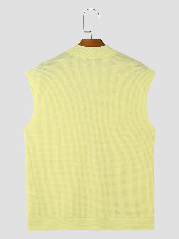 Mens Minimalist Solid Color Textured Sleeveless Tank SKUK65121