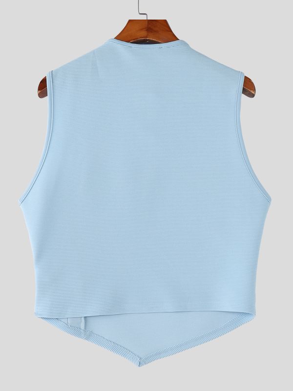 Men's Avant-Garde Knit Textured Draped Cowl Neck Tank SKUL54686