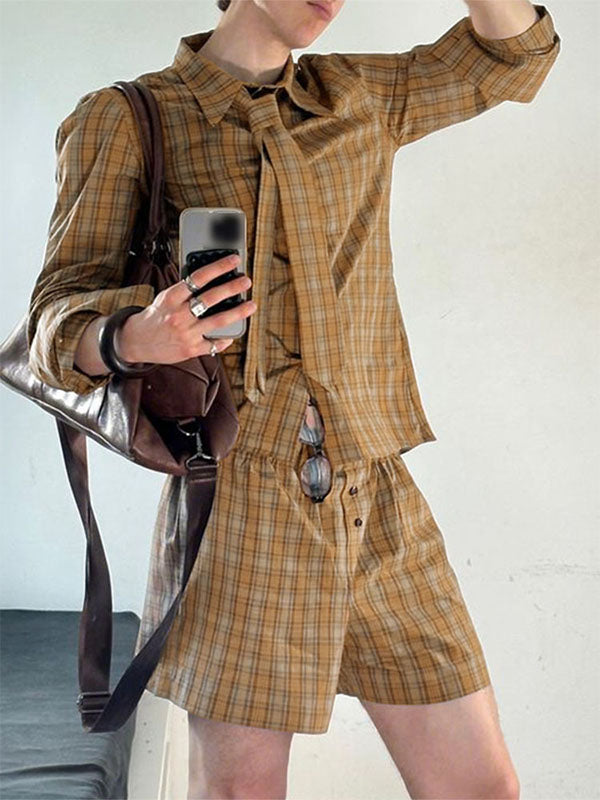 Men's Plaid Casual Two Pieces Outfit SKUL23704