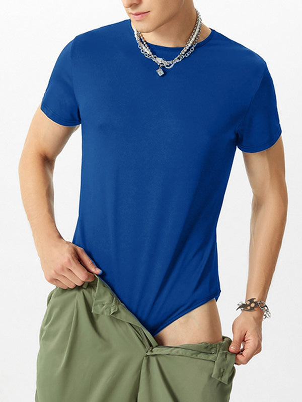 Mens Sexy Solid Color Slim-Fit Bodysuit SKUE53608