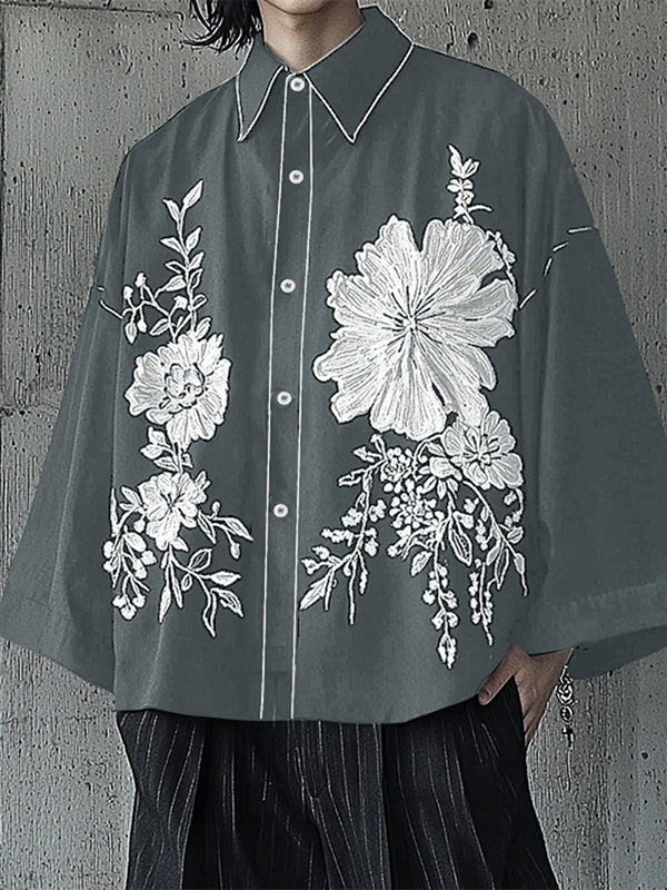 Mens Floral Print Flared Sleeve Shirt SKUL02404