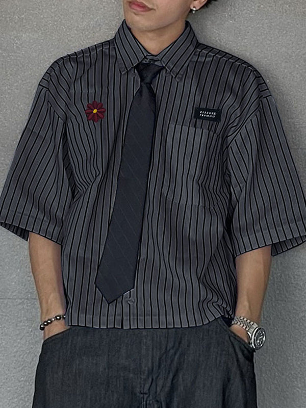 Mens Casual Striped Half Sleeve Shirt SKUL02261