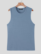 Men's Striped Textured Crew Neck Tank SKUL22475