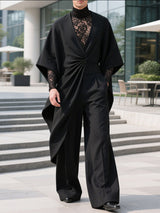 Men's Solid Color Pleated Long Sleeve Cardigan SKUL34002