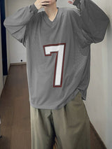 Men's Number 7 Print Mesh Long Sleeve T-Shirt SKUL35243