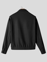 Mens Solid Stand Collar Button Front Jacket SKUK40029