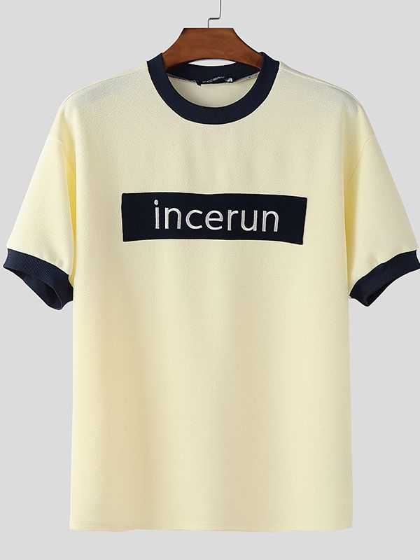 Men's Incerun Print Contrast Color Short Sleeve T-shirt SKUL47770