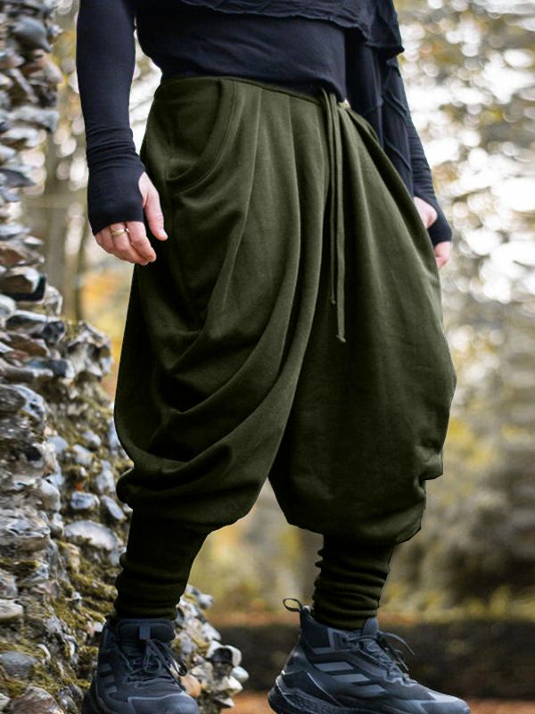 Men's Solid Pleated Loose Casual Pant SKUL32854