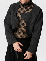 Mens Jacquard Open Front Jacket Crop Top SKUK43867