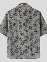 Men's Floral Print Plaid Short Sleeve Shirt SKUL51064