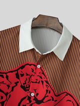 Mens Striped Print Colorblock Two Pieces Outfit SKUL07596