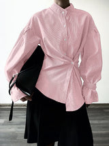 Men's Deconstructed Striped Long Sleeve Shirt SKUL35267