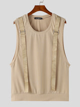 Mens Solid Metal Button Casual Sleeveless Vest SKUK60799