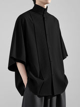 Men's Avant-Garde Accordion-Pleated Batwing Shirt SKUL50543